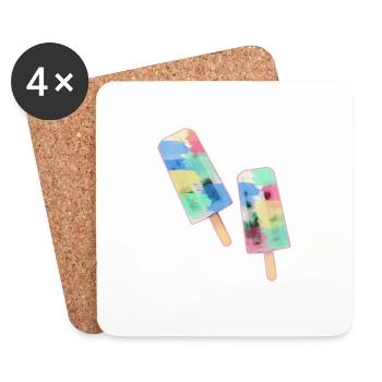 ice cream on style, water ice, colorful ice cream, summer - Coasters (set of 4) - white - Front