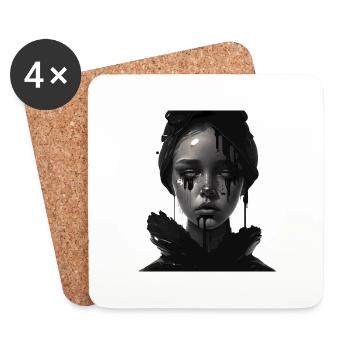 Sad girl - Coasters (set of 4) - white - Front