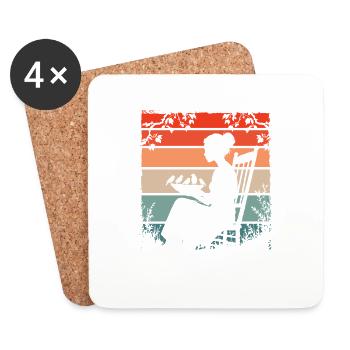 alimentation des oiseaux - Dessous de verre (lot de 4) - blanc - Devant
