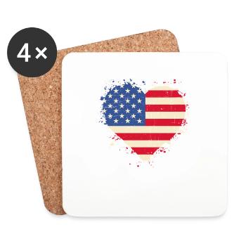 Veteran Herz USA - Untersetzer (4er-Set) - Weiß - Vorne
