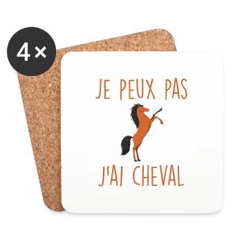 Je peux pas j'ai cheval - Dessous de verre (lot de 4) - blanc - Devant