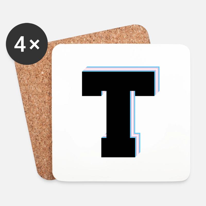 Buchstabe T - Transgender-Flagge - Untersetzer (4er-Set) - Weiß