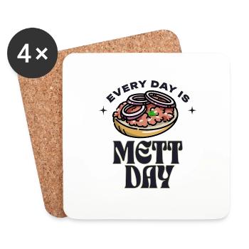 Every Day Is Mett Day Brötchen Essen Zwiebeln - Untersetzer (4er-Set) - Weiß - Vorne