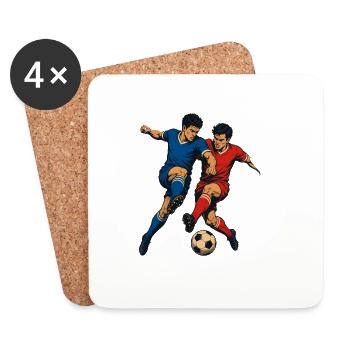 Fußball Retro Zweikampf Vintage Spieler - Untersetzer (4er-Set) - Weiß - Vorne