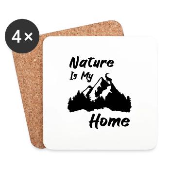 Berge, Wald und Steinbock - Untersetzer (4er-Set) - Weiß - Vorne