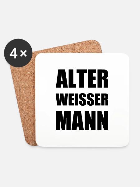 Design "Alter weißer Mann" - Untersetzer (4er-Set) - Weiß