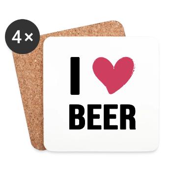 bière toast biergarten j’adore la bière - Dessous de verre (lot de 4) - blanc - Devant
