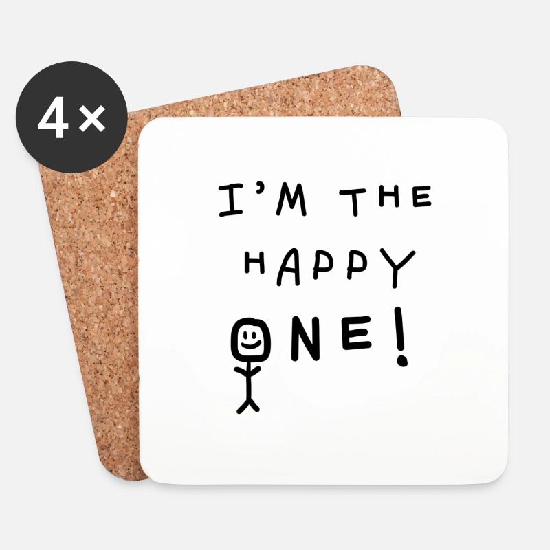 I'm the happy one! Kinder Spruch lustig Geschenk - Untersetzer (4er-Set) - Weiß