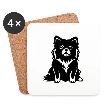 Chien de Poméranie Poméranien - Dessous de verre (lot de 4) - blanc - Devant
