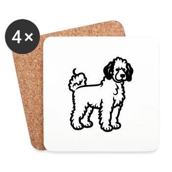 Caniche Chien - Dessous de verre (lot de 4) - blanc - Devant