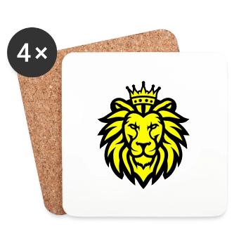 Lion Head Crown Lion - Coasters (set of 4) - white - Front