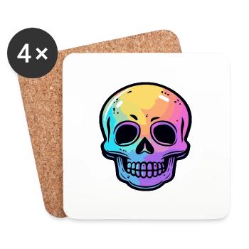 Skull Halloween Colorful Skeleton - Coasters (set of 4) - white - Front