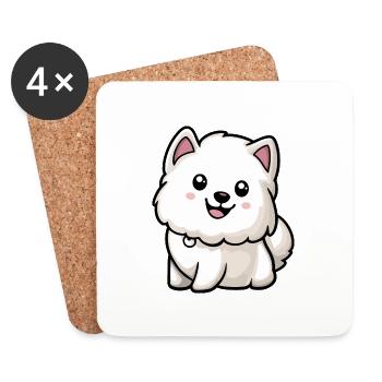 Samoyède chien bande dessinée bébé - Dessous de verre (lot de 4) - blanc - Devant