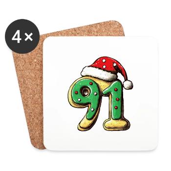 91 Zahl Weihnachten - Untersetzer (4er-Set) - Weiß - Vorne