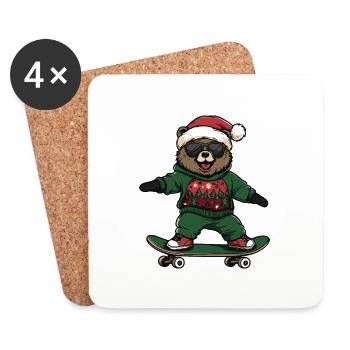 Bär Weihnachten Lustig - Untersetzer (4er-Set) - Weiß - Vorne