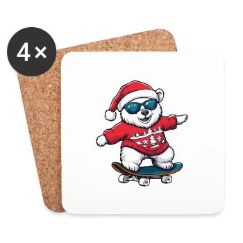 Ours polaire Noël drôle - Dessous de verre (lot de 4) - blanc - Devant