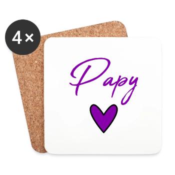 PAPY. PAPA. FÊTE DES PÈRES. BONNE FÊTE PAPA - Dessous de verre (lot de 4) - blanc - Devant