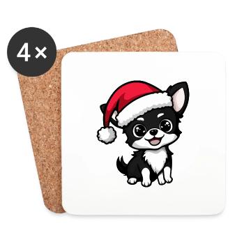 Chihuahua Dog Christmas Cute - Coasters (set of 4) - white - Front