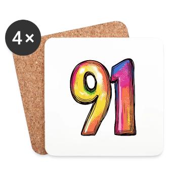 91 Zahl Symbol - Untersetzer (4er-Set) - Weiß - Vorne