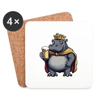 Hippopotame Bière Drôle - Dessous de verre (lot de 4) - blanc - Devant