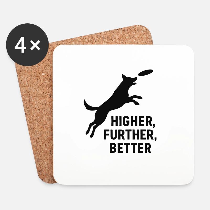 Frisbee saut de chien - Dessous de verre (lot de 4) - blanc