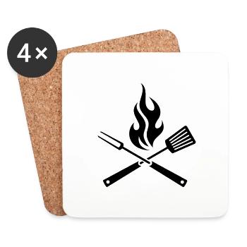 GRILL, GRILLWERKZEUG MIT FLAMME - Untersetzer (4er-Set) - Weiß - Vorne