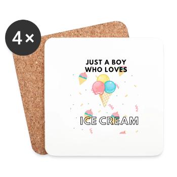 JUST A BOY WHO LOVES ICE CERAM - Coasters (set of 4) - white - Front