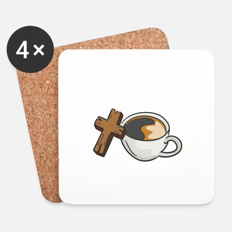 Powered By Christ And Coffee - Untersetzer (4er-Set) - Weiß