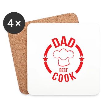 Papa meilleur cuisinier - Dessous de verre (lot de 4) - blanc - Devant