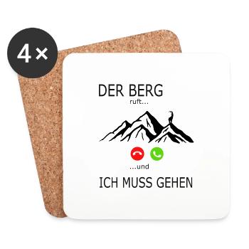 Spruch der Bergruft und ich muss gehen Wandern - Untersetzer (4er-Set) - Weiß - Vorne