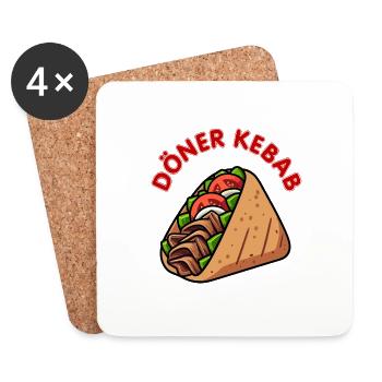 Döner Kebab Dürüm Yufka Sandwich Cuisine de rue allemande - Dessous de verre (lot de 4) - blanc - Devant