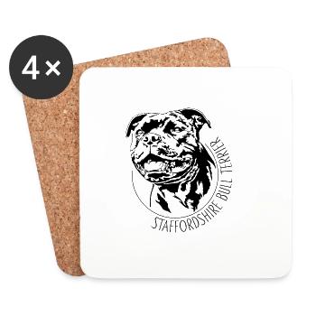 STAFFORDSHIRE BULL TERRIER Portrait de chien Wilsigns - Dessous de verre (lot de 4) - blanc - Devant