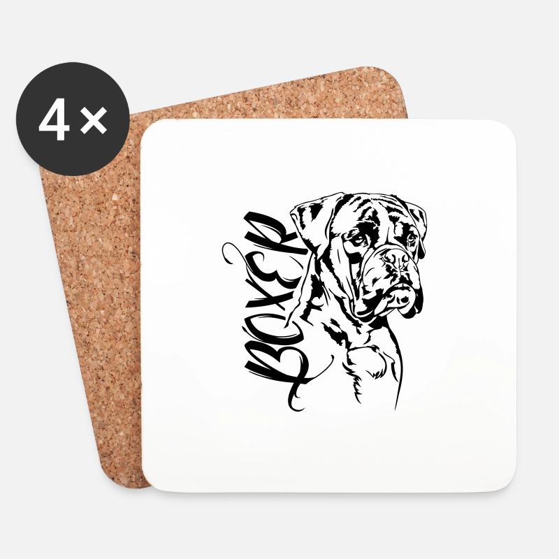 Deutscher BOXER Hundeportrait Wilsigns Hund Hunde - Untersetzer (4er-Set) - Weiß