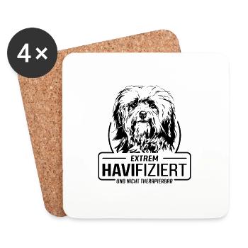 HAVIFIZIERT Havaneser Hundespruch Hunde Wilsigns - Untersetzer (4er-Set) - Weiß - Vorne