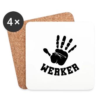Farbe änderbar | Handwerker Spruch Lustig - Untersetzer (4er-Set) - Weiß - Vorne