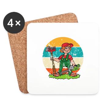 Garten Gärtner Gartenarbeit Gärtnern Hobbygärtner - Untersetzer (4er-Set) - Weiß - Vorne