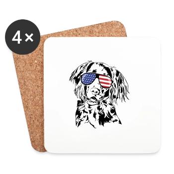 KLEINER MÜNSTERLÄNDER Amérique Flag Dogs Wilsigns - Dessous de verre (lot de 4) - blanc - Devant
