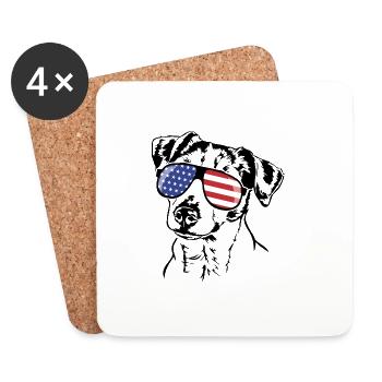 JACK RUSSELL TERRIER Amerika Fahne Sonnenbrille - Untersetzer (4er-Set) - Weiß - Vorne