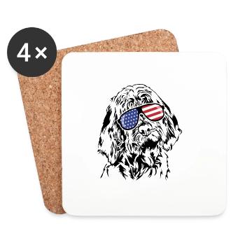 SPINONE ITALIANO Amerika Fahne Hunde Wilsigns - Untersetzer (4er-Set) - Weiß - Vorne