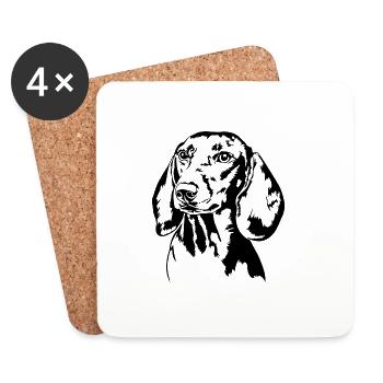 Teckel teckel Chien Portrait Chiens - Dessous de verre (lot de 4) - blanc - Devant