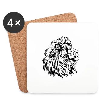 Lion Lion Head King Mane Wilsigns - Coasters (set of 4) - white - Front