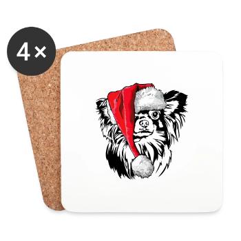 Santa Chihuahua Chiens de Noël Chiens Wilsigns - Dessous de verre (lot de 4) - blanc - Devant