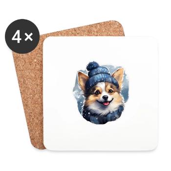 Winterfreuden mit Papillon - Untersetzer (4er-Set) - Weiß - Vorne