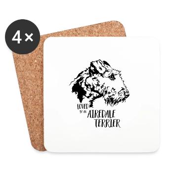 Loved by an Airedale Terrier Dogs Saying Wilsigns - Coasters (set of 4) - white - Front