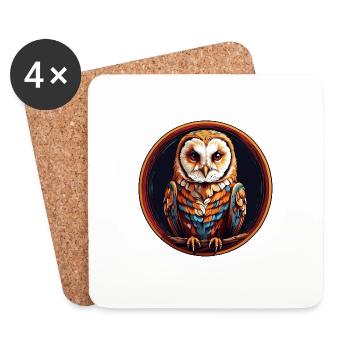 Colorful portrait of a barn owl - Coasters (set of 4) - white - Front