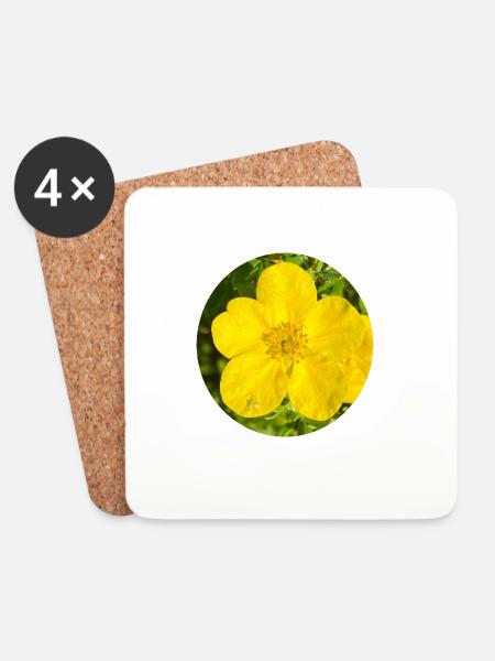 Gelbe Wildblume - Untersetzer (4er-Set) - Weiß