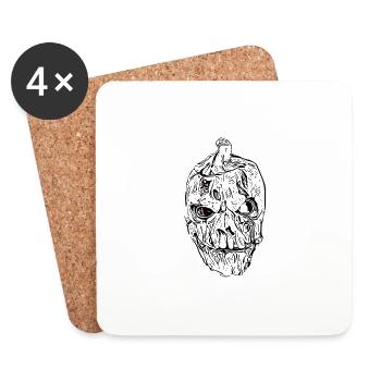 Tête de citrouille effrayante Monster - Dessous de verre (lot de 4) - blanc - Devant