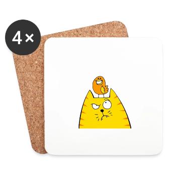 Chat - Dessous de verre (lot de 4) - blanc - Devant