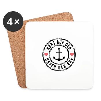 Kurs auf den Hafen der Ehe - Untersetzer (4er-Set) - Weiß - Vorne
