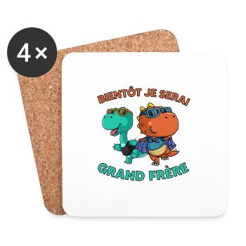 Bientôt je serai grand frère - Dessous de verre (lot de 4) - blanc - Devant